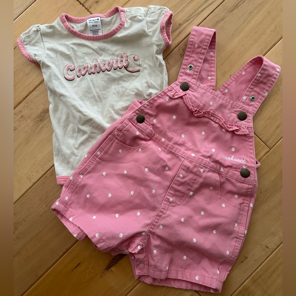 Carhartt Pink and White Kids Romper Set